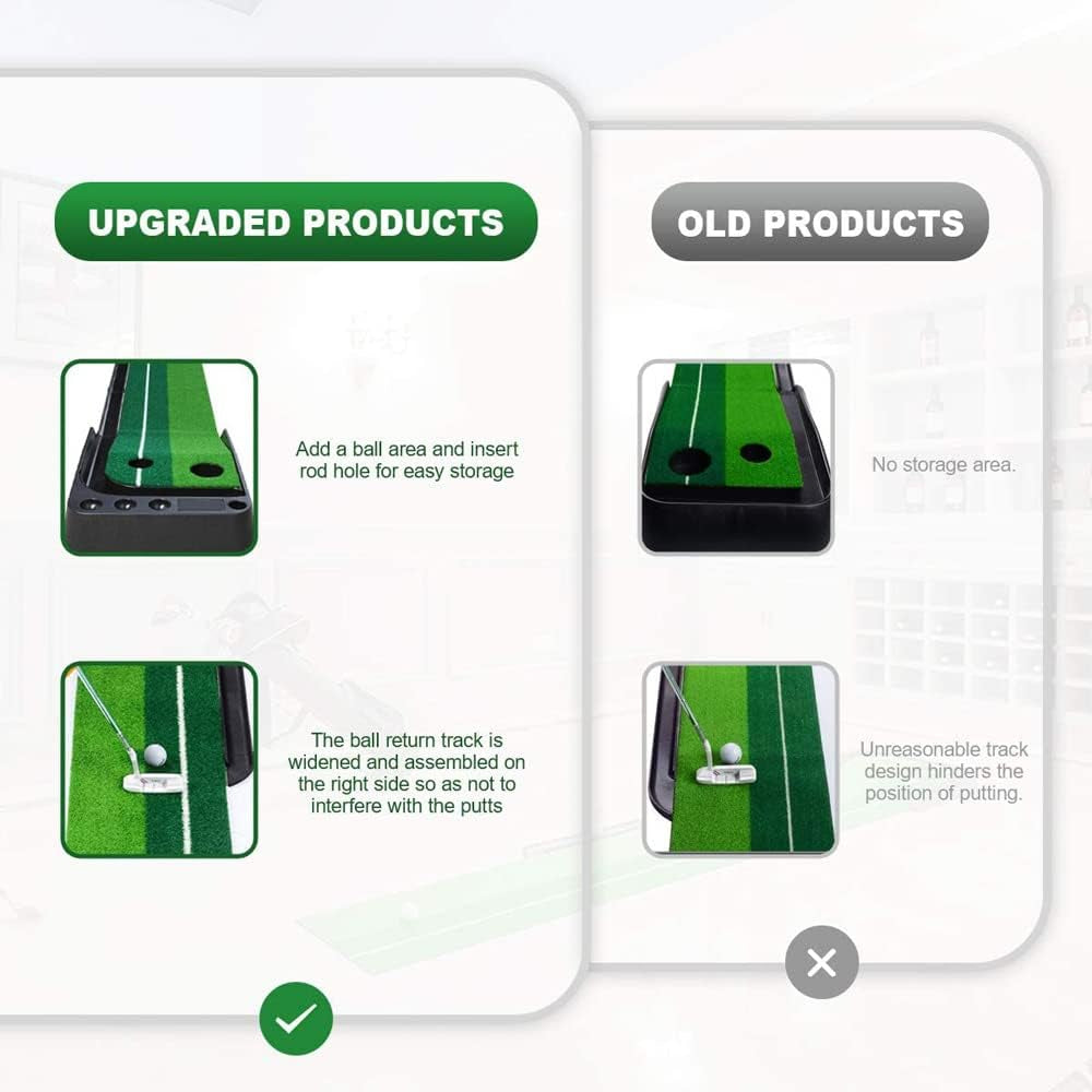 Indoor Golf Putting Green Golf Training Putting Mat Tracks with Auto Ball Return
