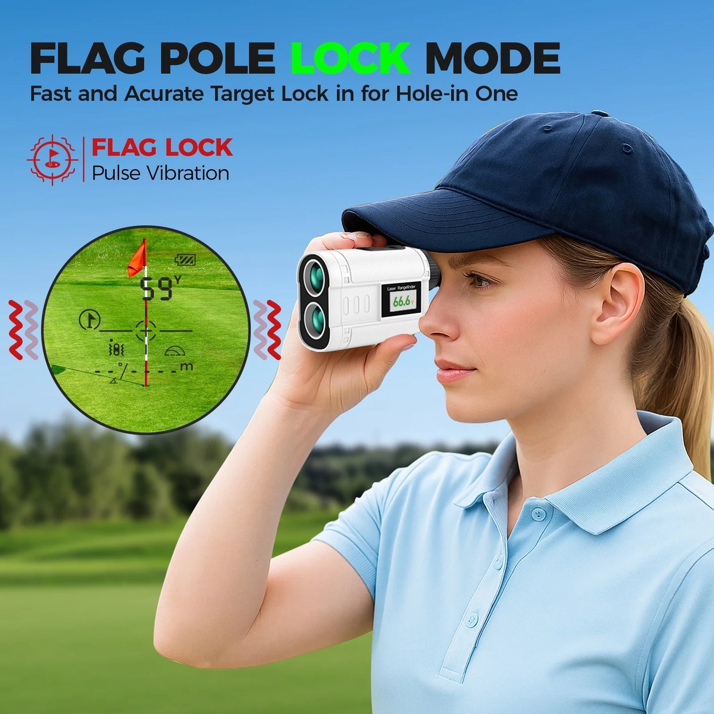 Golf Rangefinder with Slope, 900 Yards Laser Range Finder Golfing, 6X Magnification, Flag Pole Locking Vibration, Rechargeable Range Finders with Magnet Stripe-Ip54 Waterproof Golfing