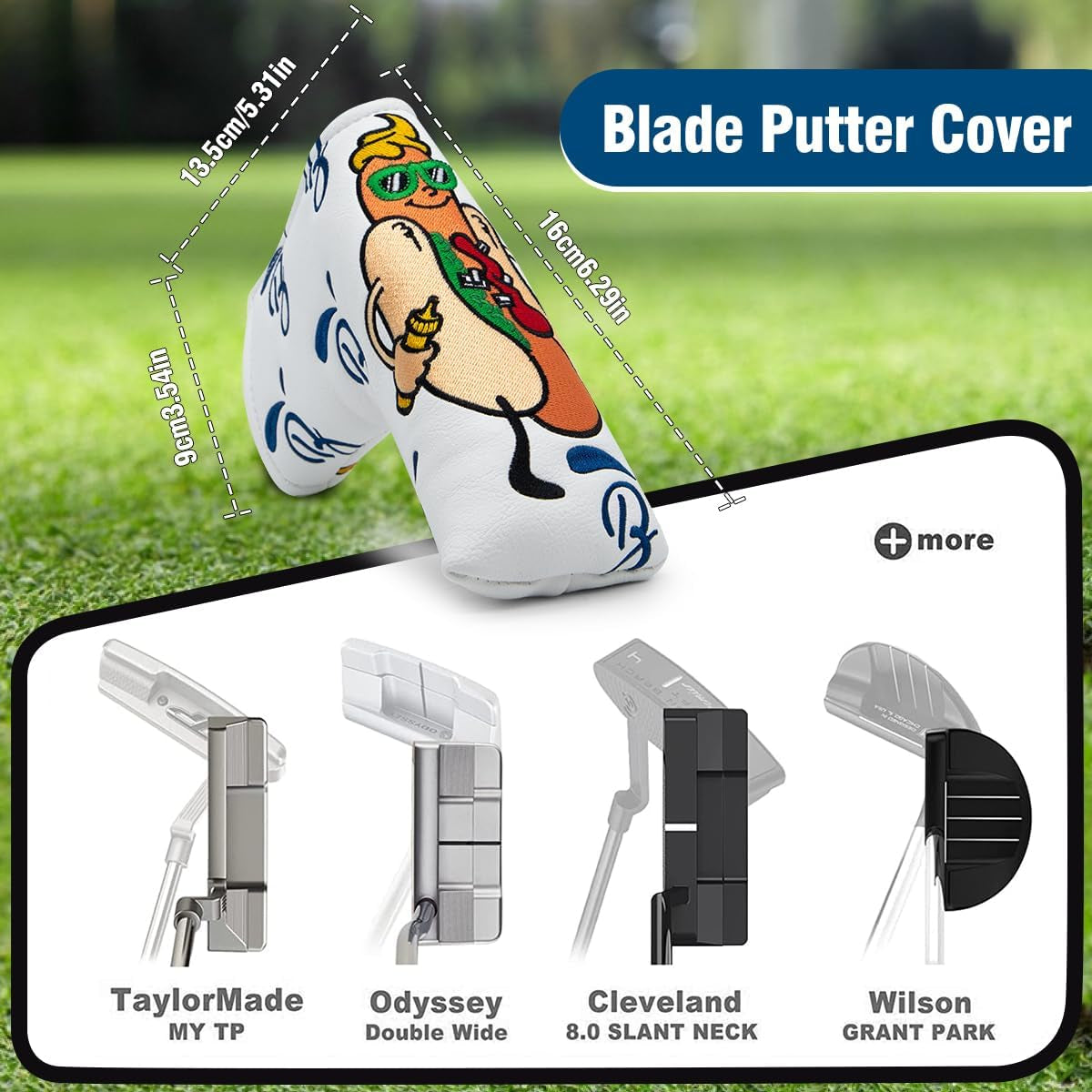 Putter Covers Hotdog Mallet Putter Headcover Blade Putter Covers Leather Golf Headcover with Magnetic Golf Club Cover for All Brand