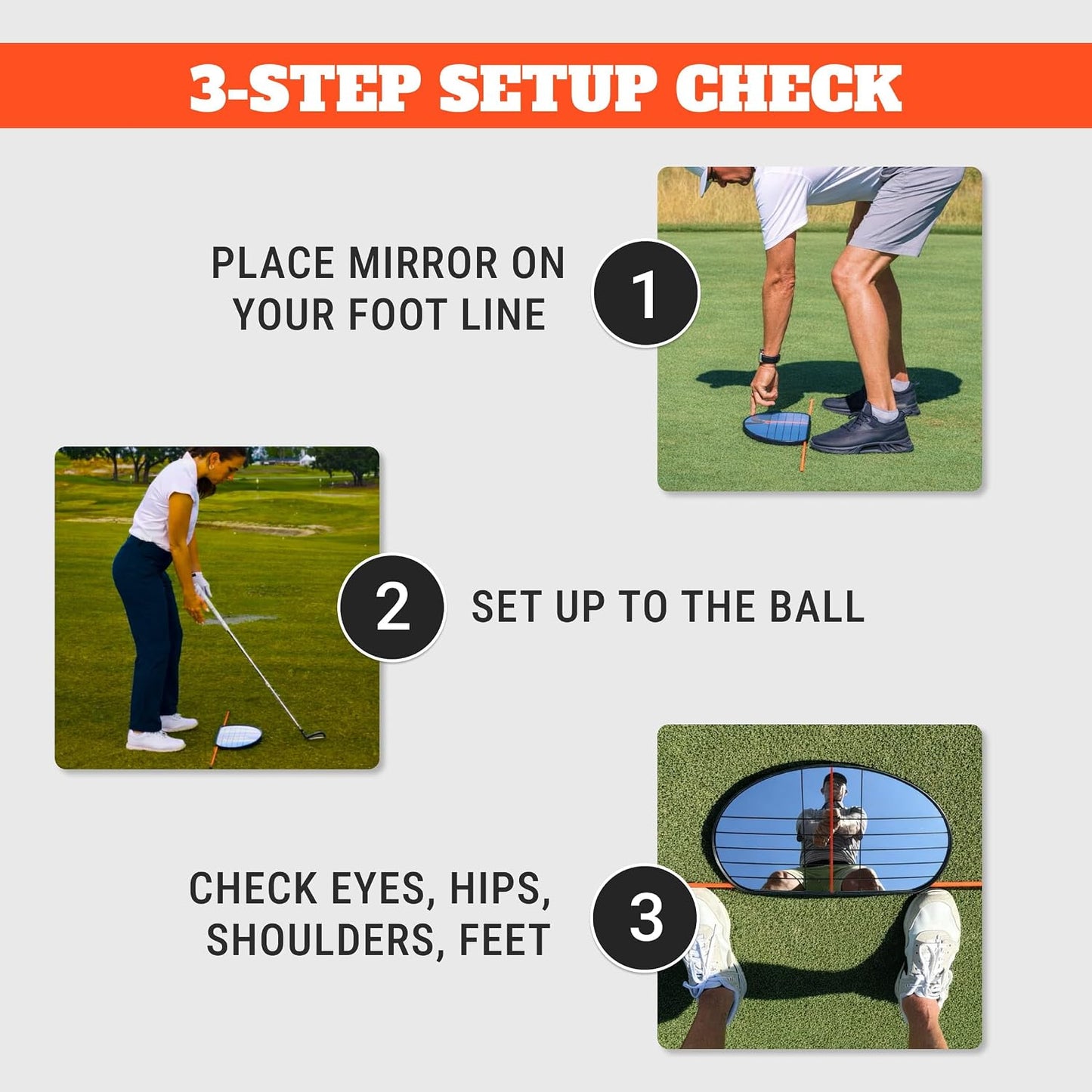 Golf Training Aid Bundle – Includes the Putting Thing for Stroke Accuracy & Alignment Mirror with 2 Rods for Improved Swing Setup, Posture, and Consistent Alignment for Better Golf Performance