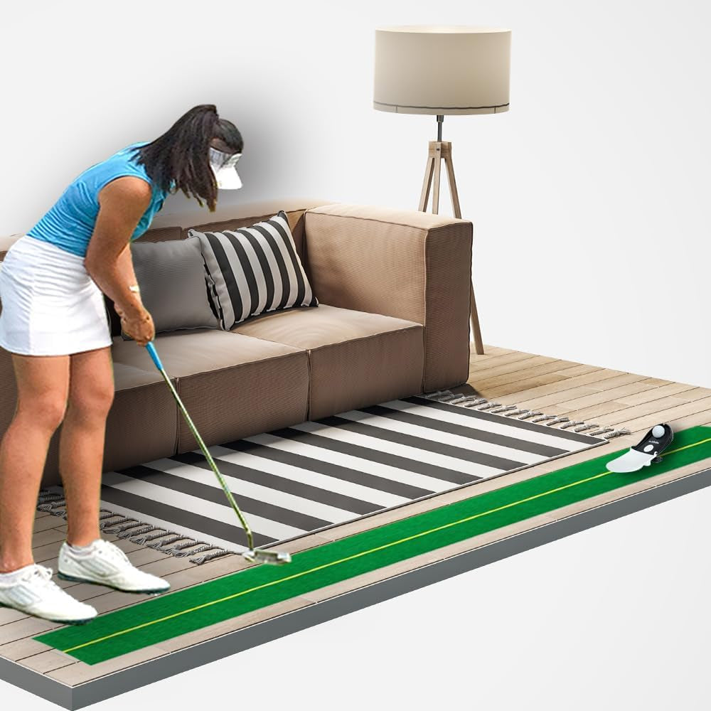 In Birdie Putting Trainer – Indoor Golf Putting Aid with 3 Practice Modes (Uphill, Downhill, Straight) – Micro Target Design for Accuracy – Portable & Foldable Golf Training Equipment for Home, Office