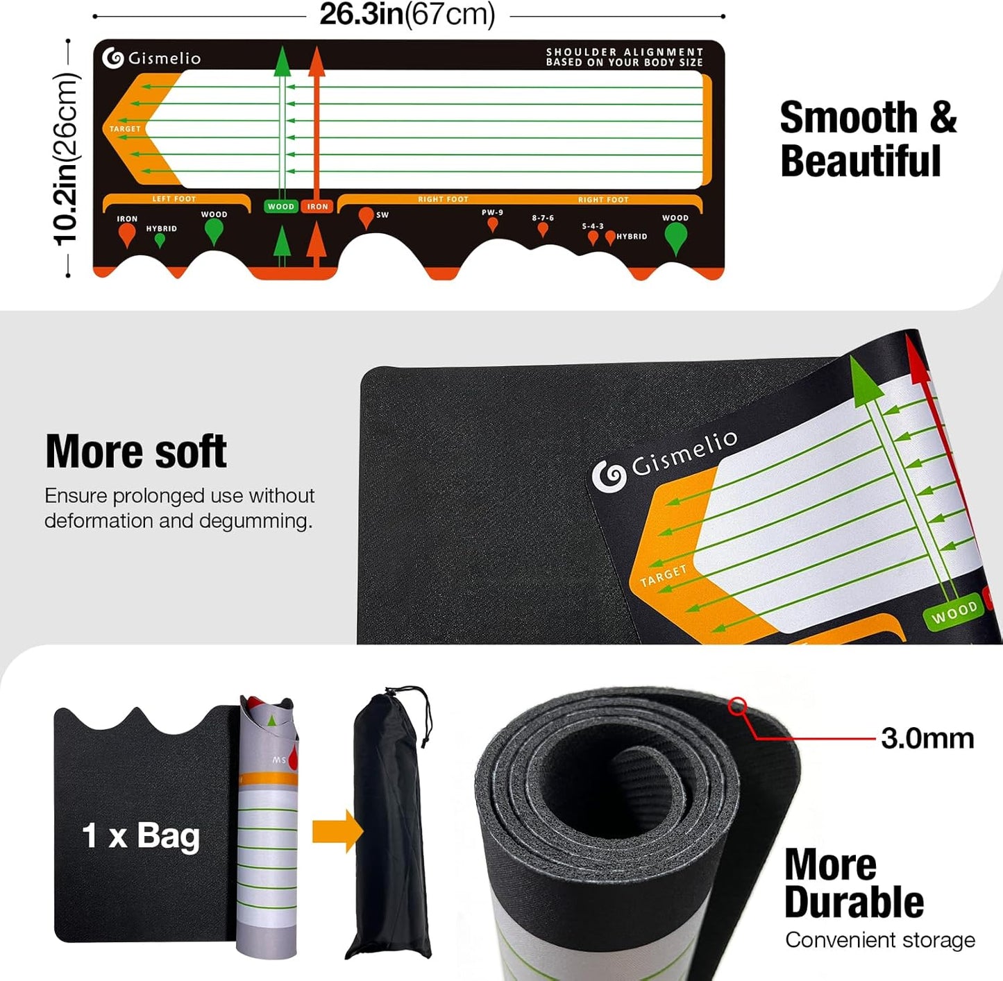 Golf Training Mat for Beginners Posture Assistance and Entry-Level Stance Corrector Trainer with Golf Training Aid