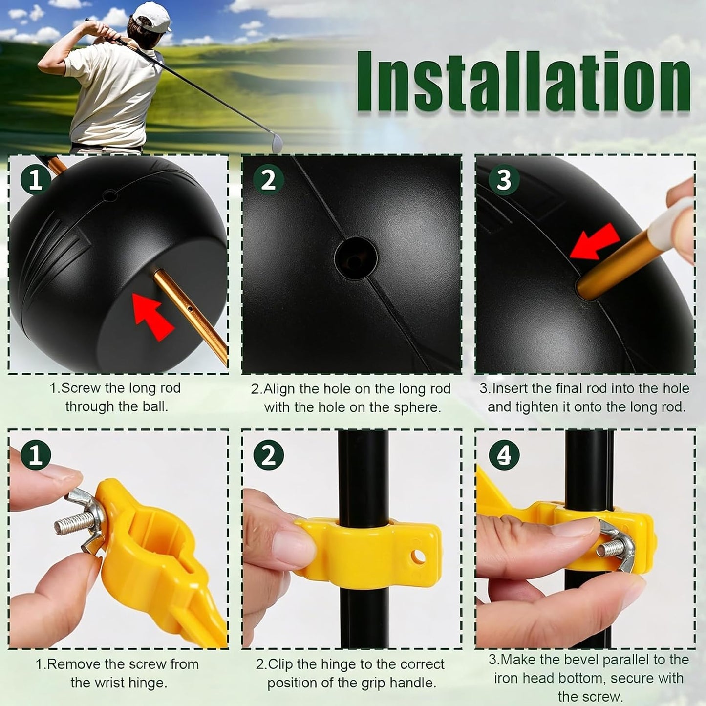 The Connector Golf Training Aid - 2 Pcs Golf Swing Trainer Aid for Posture Correction Practice, Suitable for Golfers of All Levels Looking (The Connector Golf Training Aid) (2)