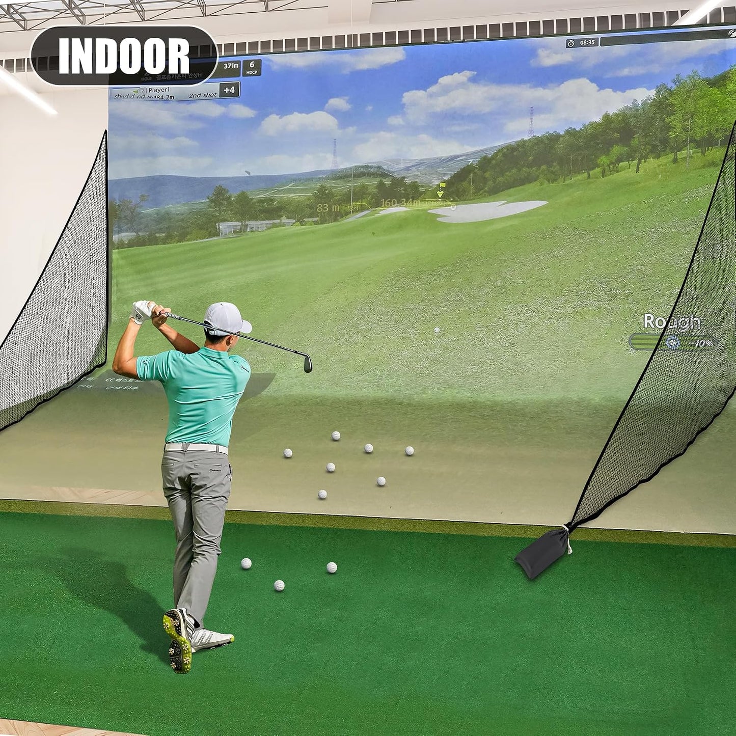 1/2PCS Golf Side Net Attachment for Golf Hitting Nets with Sandbag, 7 * 7FT/7 * 10FT Golf Barrier Side Net,Golf Practice Hitting Net Barrier Net for Golf, Baseball, Hockey, Soccer (Black/Red