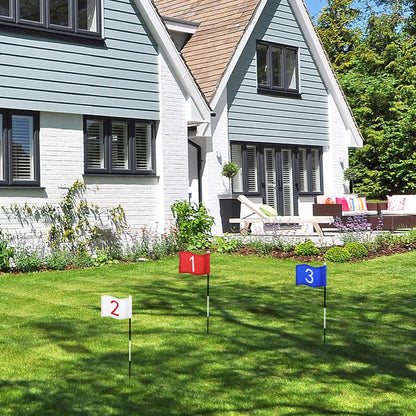 3 Pieces Golf Flag with Tube Inserted, 420D Nylon Mini Flags for Putting Green, Yard, Indoor Outdoor Backyard Garden, Portable, Numbered, 8 X 6 Inch