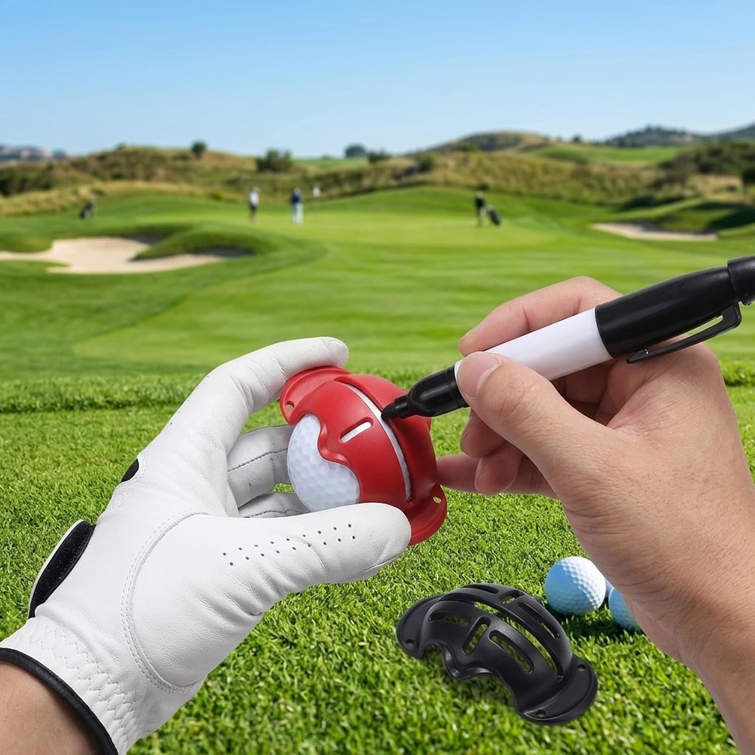 7Pcs Impact Ball Liner Set, Golf Ball Line Marker Tool, Golf Alignment Line Drawing Kit for Putting, Swing Practice & Training