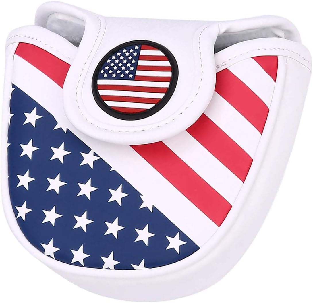 Golf Putter Cover, Golf Club Head Covers Mallet Putter Headcover Synthetic Leather Golf Blade Putter Cover with Magnetic Closure & America USA Style for Golf Putter Covers for Blade Putter Covers