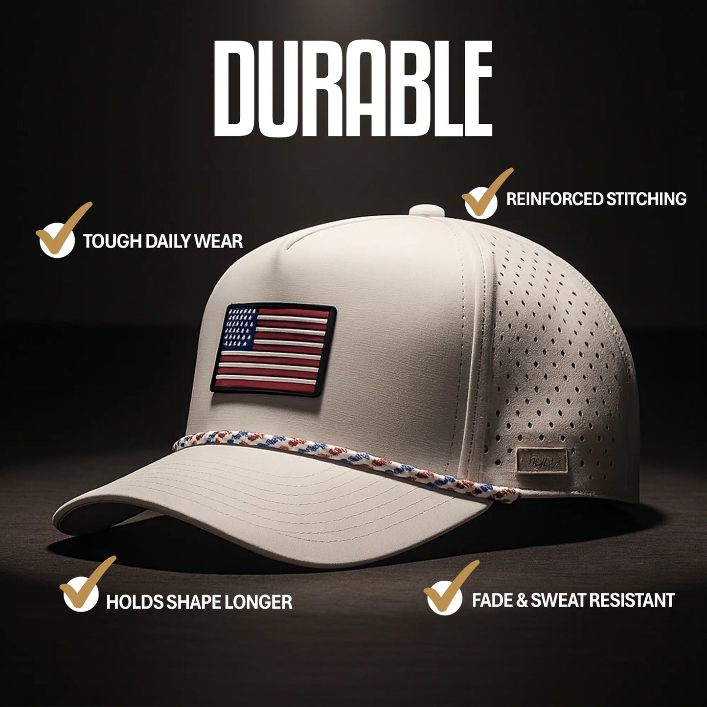 Curves & Clubs Patriotic White American Flag Polyester Snapback Hat - Adjustable 1-Size-Fits-All Cap, High-Quality Sports & Outdoor Accessory, Father'S Day Gifts for Men, Men'S Golf Accessories, Men'S Accessories