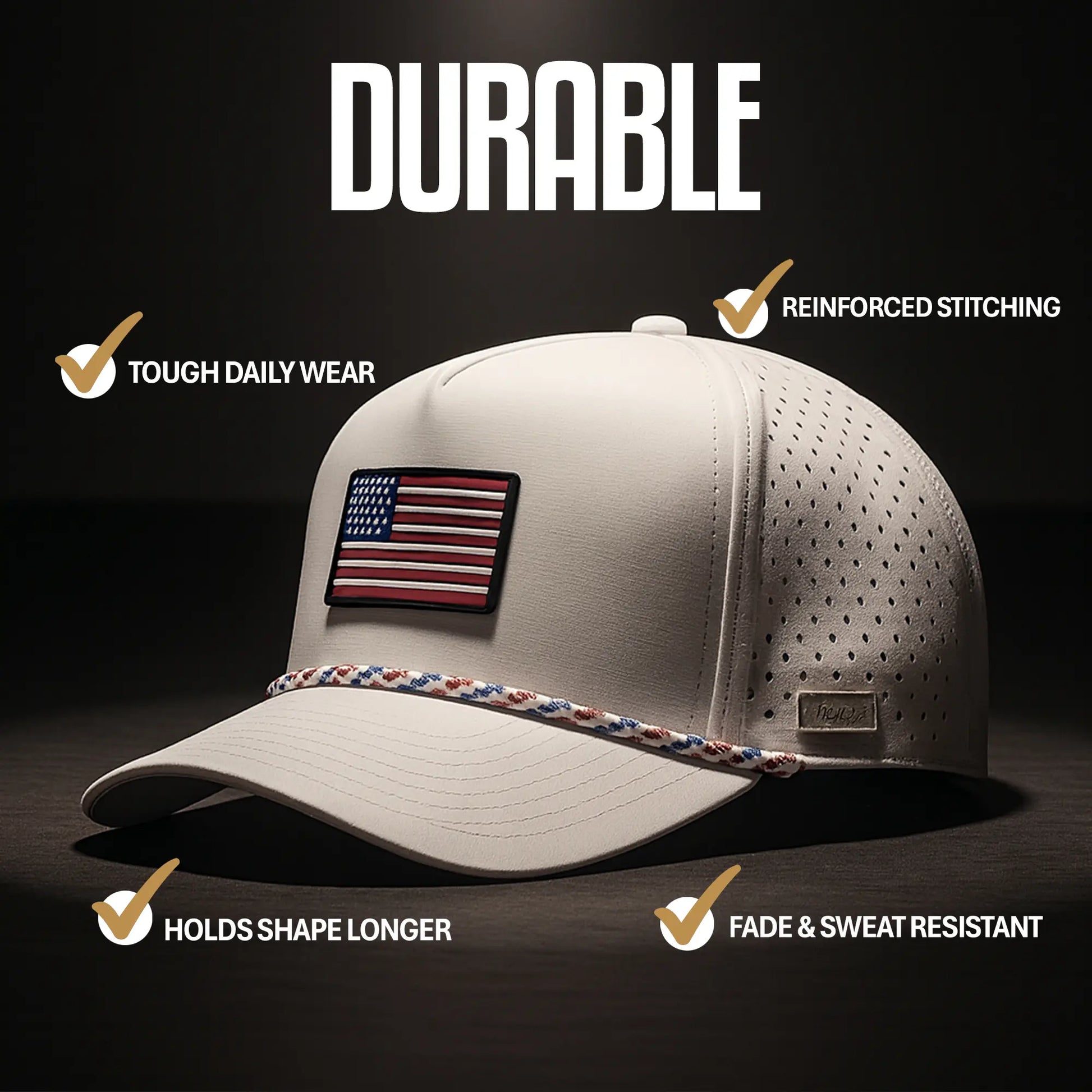 Curves & Clubs Patriotic White American Flag Polyester Snapback Hat - Adjustable 1-Size-Fits-All Cap, High-Quality Sports & Outdoor Accessory, Father'S Day Gifts for Men, Men'S Golf Accessories, Men'S Accessories