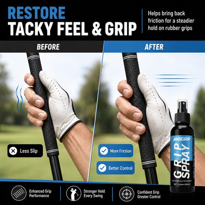 Golf Grip Spray, 120Ml anti Slip Grip Enhancer for Rubber Grips | Helps Enhance Grip Friction, Reduce Slipping and Support a More Secure Hold for Driver, Iron & Putter Clubs