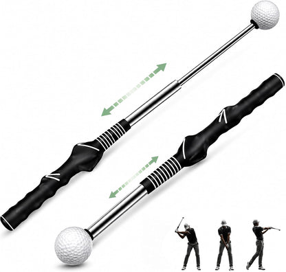 Retractable Golf Swing Trainer, Golf Grip Trainer, Golf Training Aid for Warm-Up, Golf Swing Training Aid, Grip Trainer Golf Club, Strength & Tempo Training for Chipping Hitting