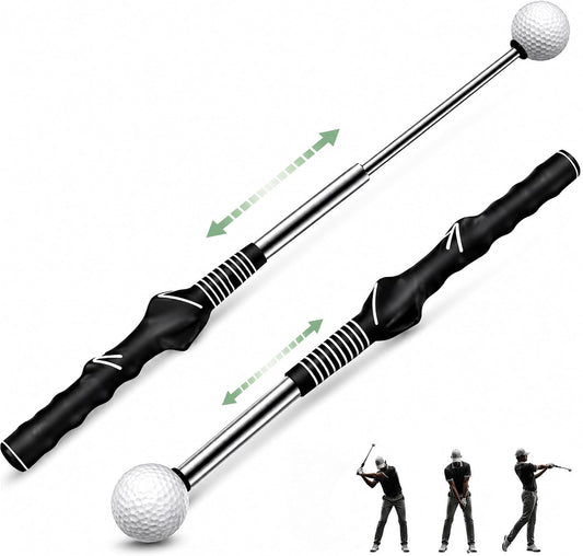 Retractable Golf Swing Trainer, Golf Grip Trainer, Golf Training Aid for Warm-Up, Golf Swing Training Aid, Grip Trainer Golf Club, Strength & Tempo Training for Chipping Hitting
