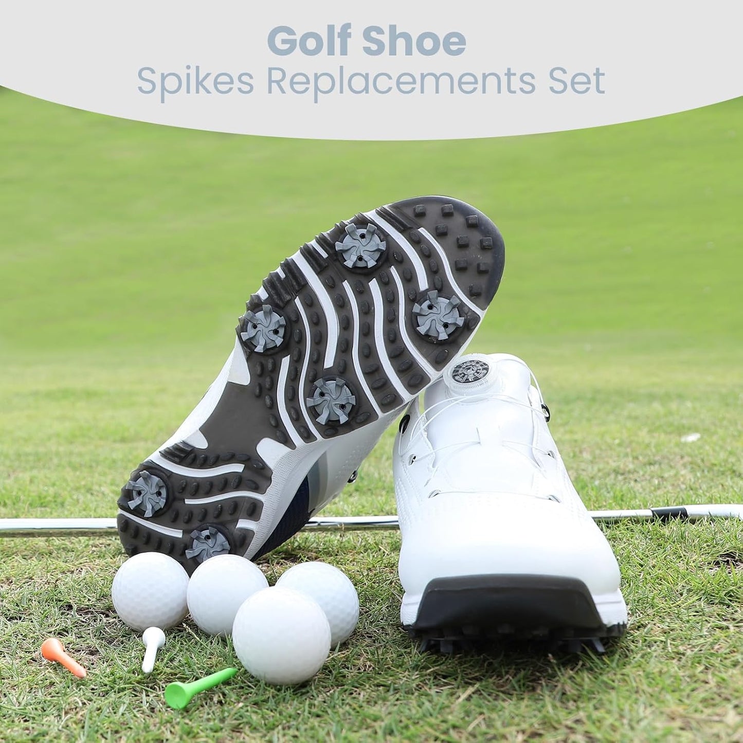 51 Pcs Golf Shoe Spikes Replacements Set Includes 50 Shoe Cleats Replacement & 1 Black Cleats Spanner Metal Thread Screw 6 Mm Dia Golf Accessories