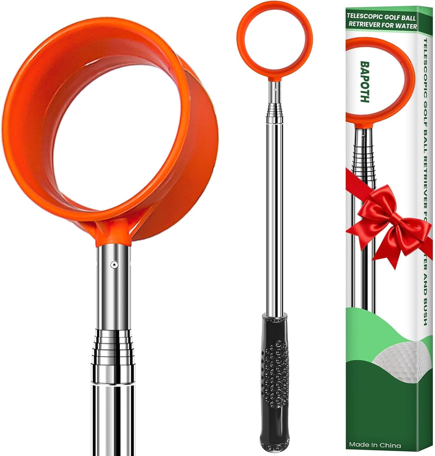 Golf Ball Retriever, Max 6/9/12/15Ft Lightweight Portable Stainless/Aluminum Alloy Telescopic Golf Ball Grabber for Water, Bushes, Grass and Sand, Golf Accessories Gifts for Men Women