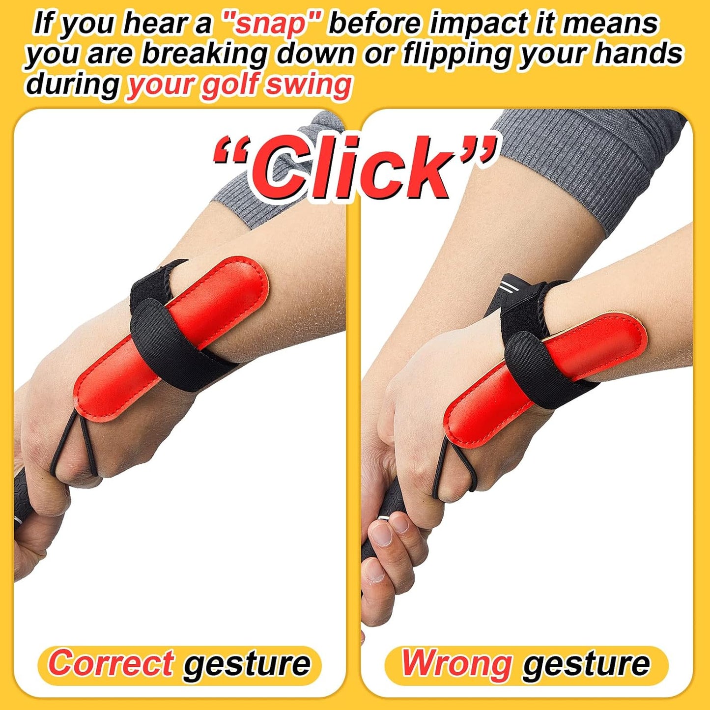 2 Pcs Golf Swing Training Golf Wrist Trainer Golf Aid Trainer Chipping Wristband Wrist Golf Training Equipment Golf Gadgets Alignment Practice Tool for Club Golf Beginners Better Impact Position
