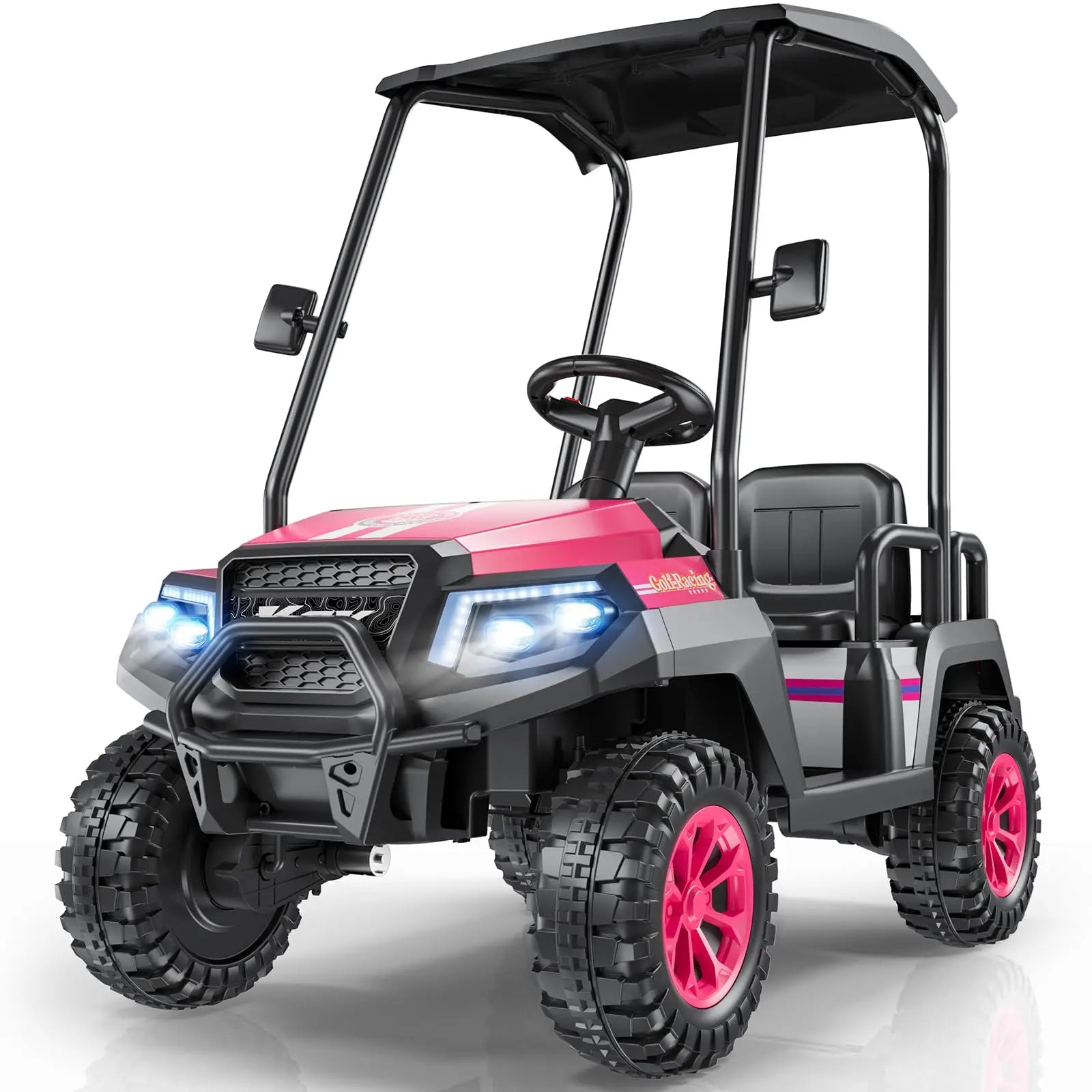 #Summerfinds LIGIANT R9 24V Kids Golf Cart, 4WD Electric Car W/Remote Control, Detachable Awning & Music, Festive Christmas Gift for Boys & Girls#Summervibes Ride on Wheels