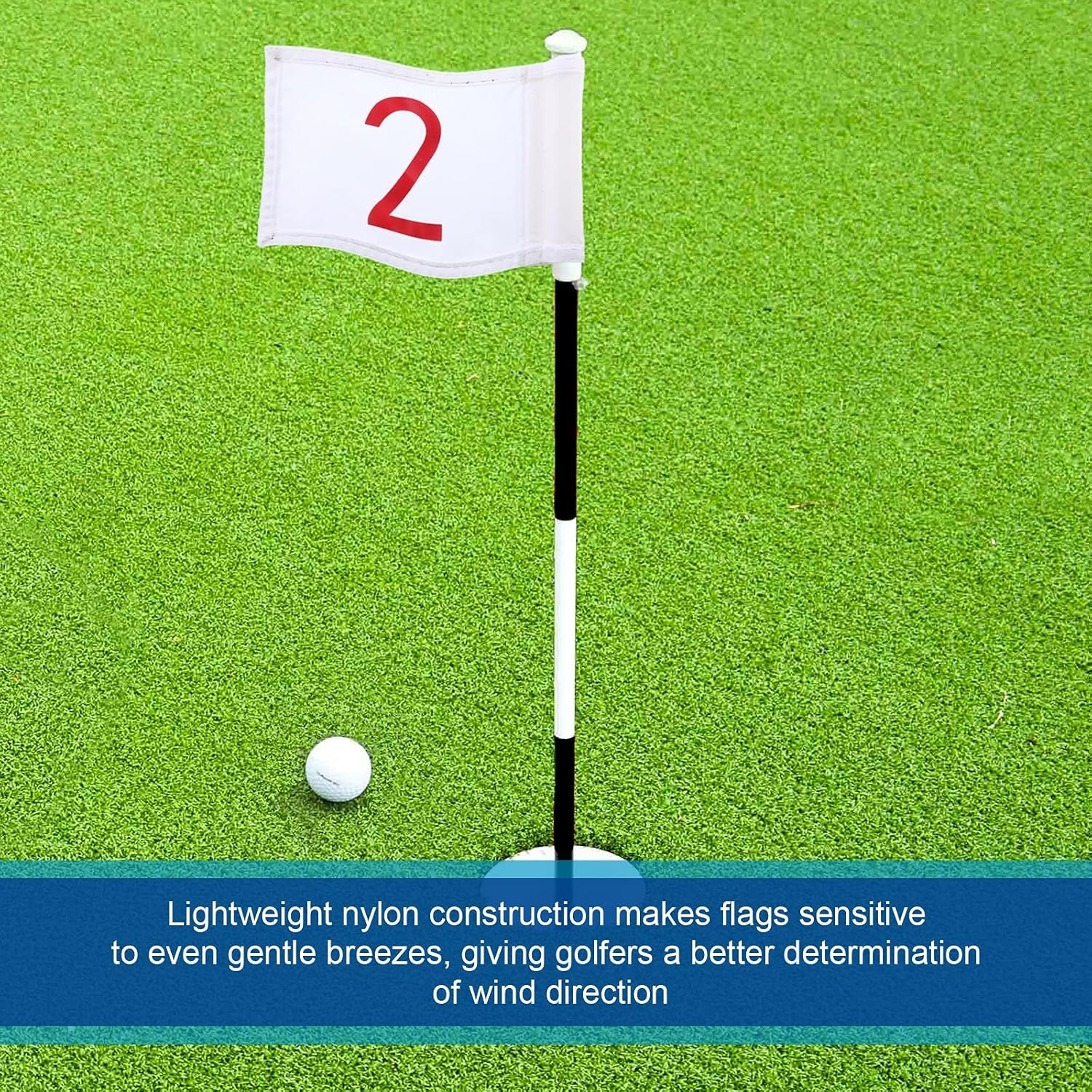 3 Pieces Golf Flag with Tube Inserted, 420D Nylon Mini Flags for Putting Green, Yard, Indoor Outdoor Backyard Garden, Portable, Numbered, 8 X 6 Inch