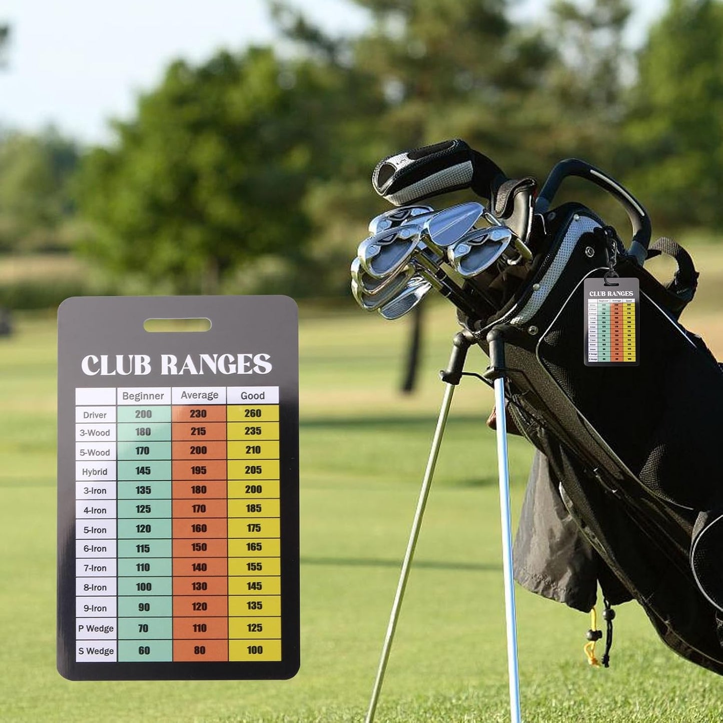 Golf Club Range Chart Card, Golf Club Distance and Rules Card Golf Yardage Card, Golf Gifts Golf Accessories for Seasoned Golfers, Average, or Beginners, 1 Pack