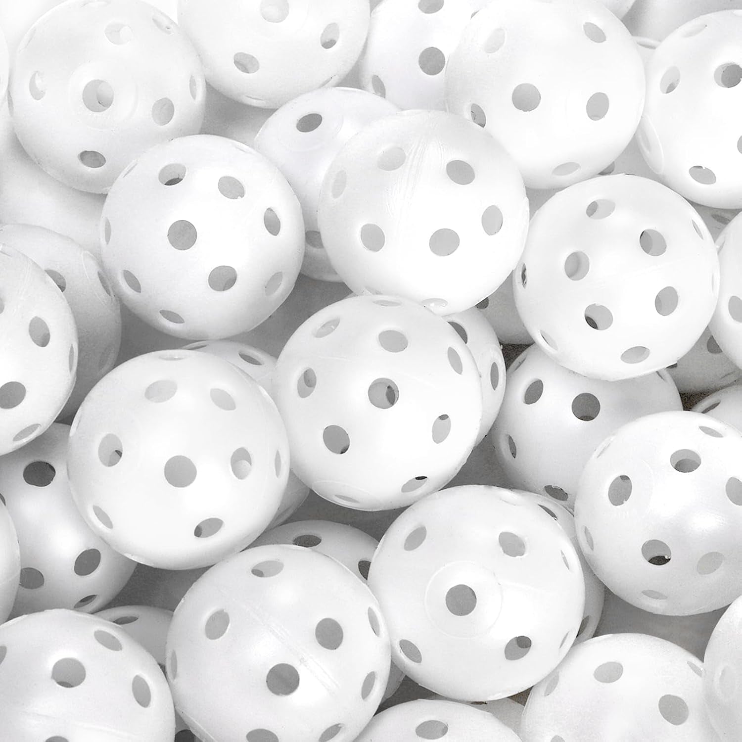 100 Pack Practice Golf Balls, Plastic Golf Training Balls 41Mm Hollow Airflow Golf Balls for Driving Range, Swing Practice, Indoor Outdoor Use, White
