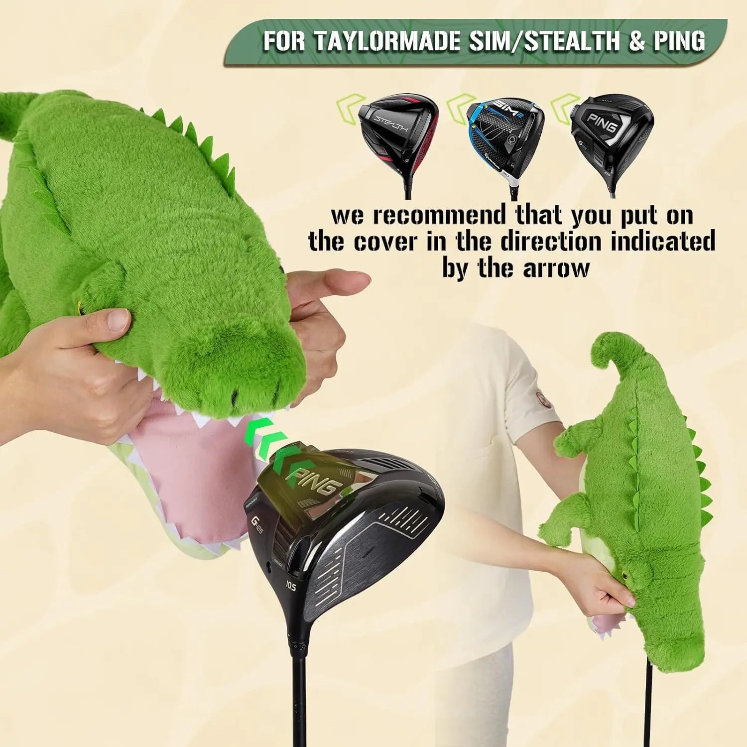 Funny Golf Headcover, Animals Plush Driver Headcover, Golf Club Head Covers Gift for Men Women