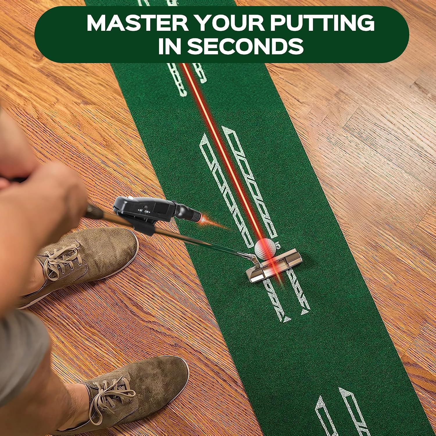 Indoor Golf Putting Training Aid with Two Modes, Alignment Tool for Precision Putting, Red Line Putting Trainer, Cool Golf Gift for Golfers