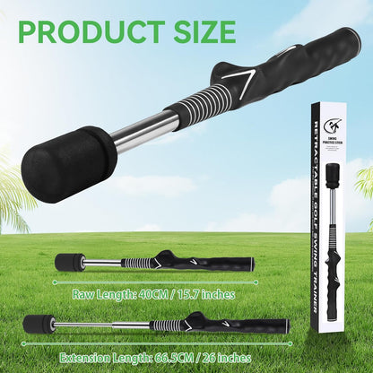 Golf Swing Training Aid, Retractable Golf Grip Trainer for Golf Training, Golf Swing Trainer with Arm Band for Warm-Up, Right-Handed Grip Trainer Golf Club for Indoor & Outdoor Use