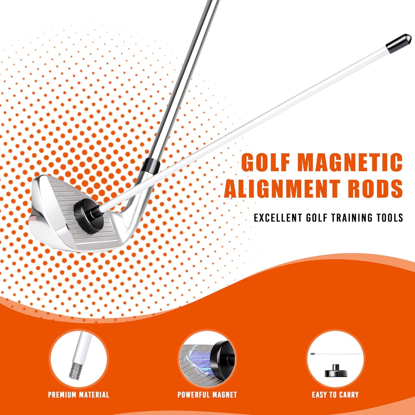2 Pack Professional Golf Magnetic Alignment Rods, Premium Alignment Golf Stick Ideal for Aiming, Magnetic Swing Training Aid Accessories for Putting and Swing Practice