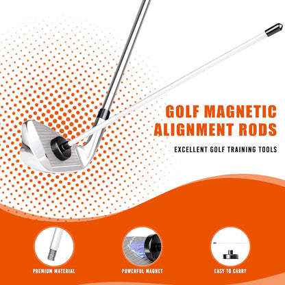 2 Pack Professional Golf Magnetic Alignment Rods, Premium Alignment Golf Stick Ideal for Aiming, Magnetic Swing Training Aid Accessories for Putting and Swing Practice