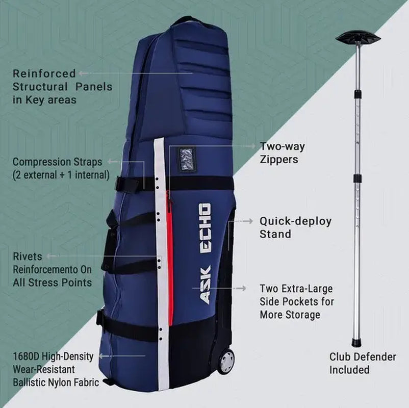 Ask Echo Golf 2026 Locklink Stableroller Golf Travel Bag