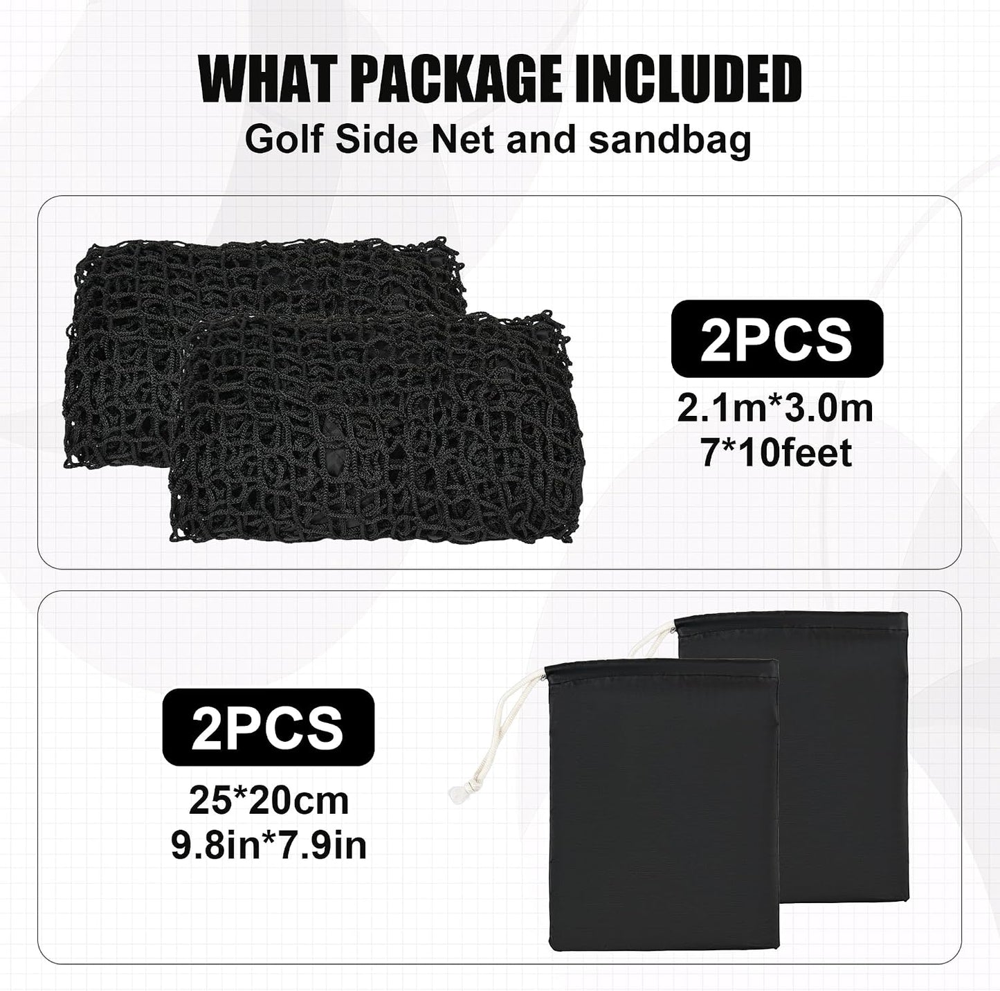 1/2PCS Golf Side Net Attachment for Golf Hitting Nets with Sandbag, 7 * 7FT/7 * 10FT Golf Barrier Side Net,Golf Practice Hitting Net Barrier Net for Golf, Baseball, Hockey, Soccer (Black/Red