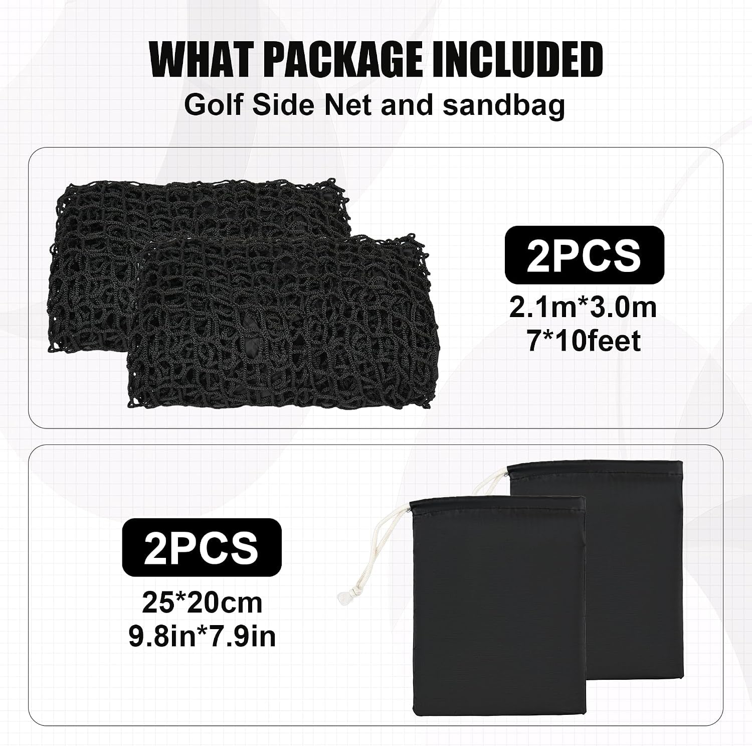 1/2PCS Golf Side Net Attachment for Golf Hitting Nets with Sandbag, 7 * 7FT/7 * 10FT Golf Barrier Side Net,Golf Practice Hitting Net Barrier Net for Golf, Baseball, Hockey, Soccer (Black/Red