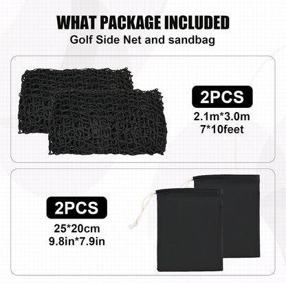 1/2PCS Golf Side Net Attachment for Golf Hitting Nets with Sandbag, 7 * 7FT/7 * 10FT Golf Barrier Side Net,Golf Practice Hitting Net Barrier Net for Golf, Baseball, Hockey, Soccer (Black/Red