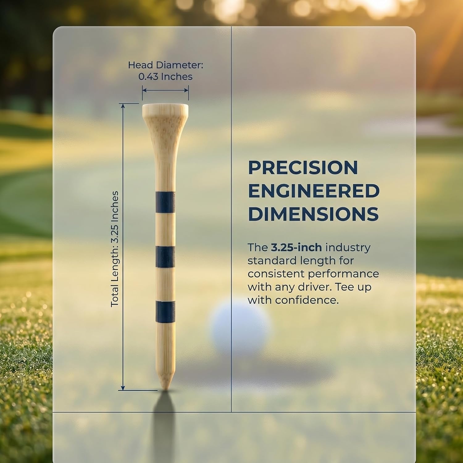 3-1/4 Inch Graduated Wood Golf Tees with 3 Height Mark Lines, 100 Pack Natural Hardwood Durable Golf Ball Tees, Adjustable Height Marking Wood Tees for Men Women Golf Practice & Training