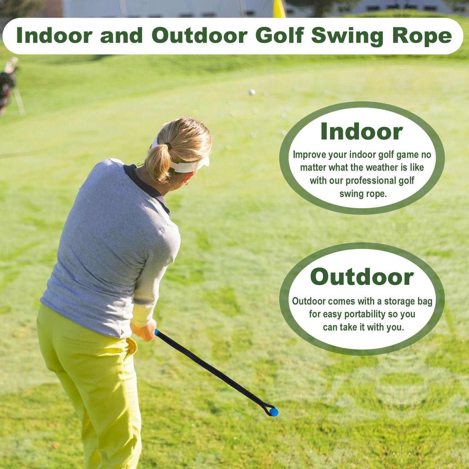 Golf Rope Swing Trainer, Rope Golf Training Aid with Storage Bag Multi-Purpose Golf Training Rope Golf Gifts Golf Rope Trainer for Strength Control Physical Training