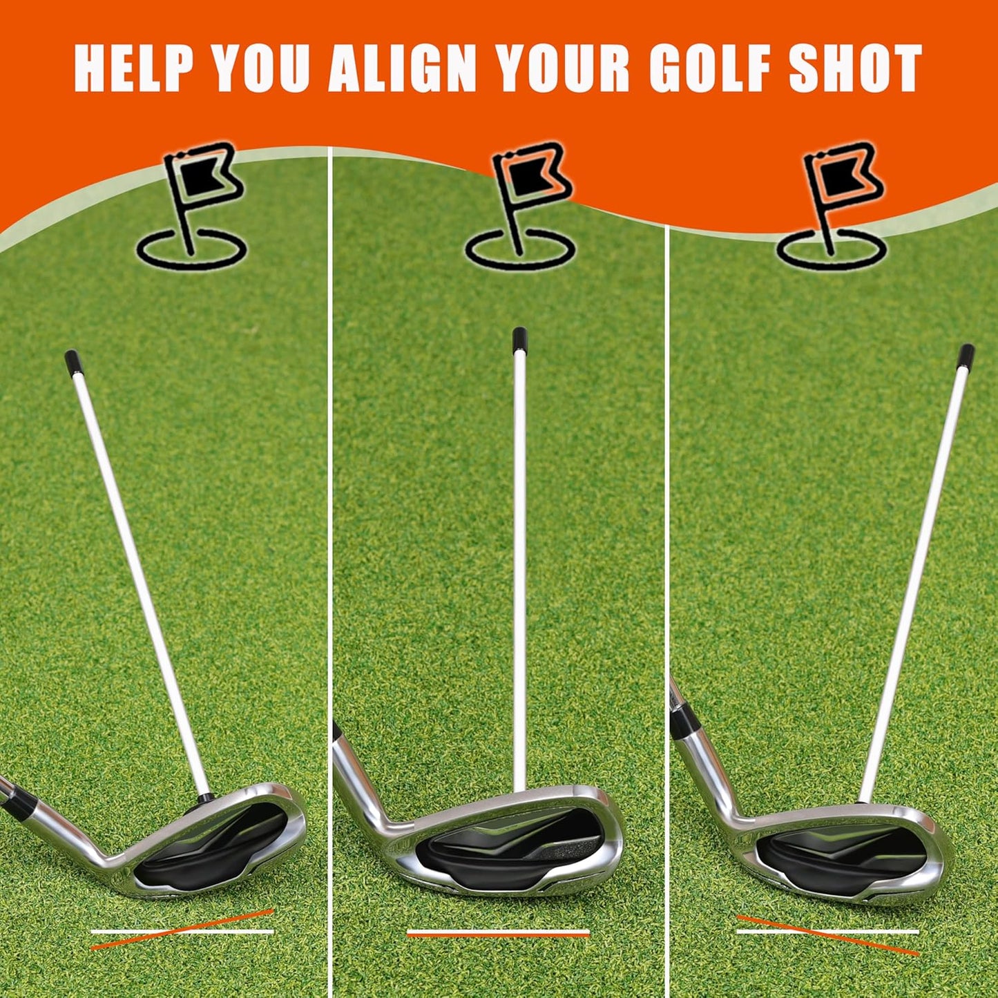 2 Pack Professional Golf Magnetic Alignment Rods, Premium Alignment Golf Stick Ideal for Aiming, Magnetic Swing Training Aid Accessories for Putting and Swing Practice