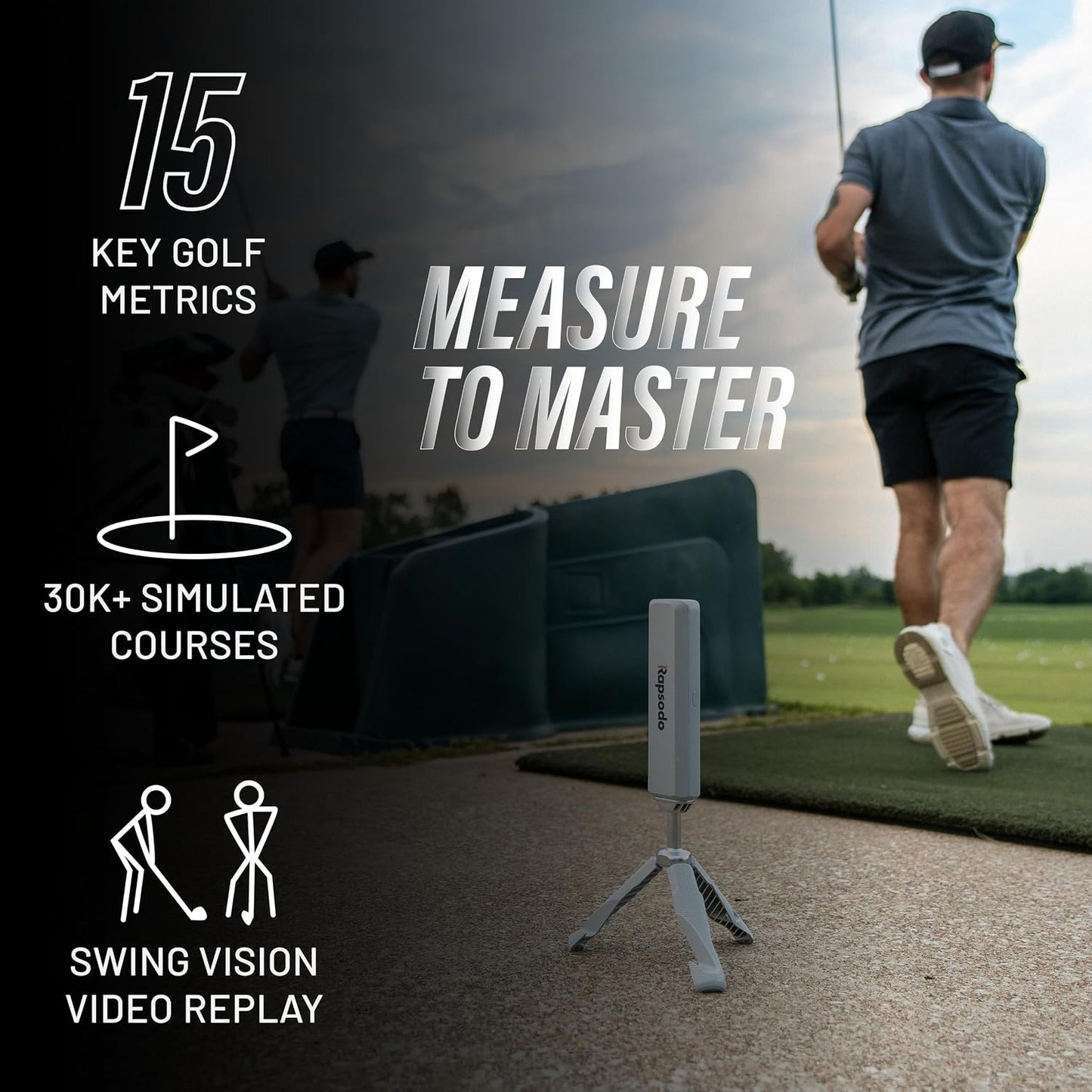 Rapsodo MLM2PRO Launch Monitor Golf Simulator | Swing Trainer & Shot Tracker for Home & Driving Range | Golf Training Aid (3 Chrome Tour Balls)