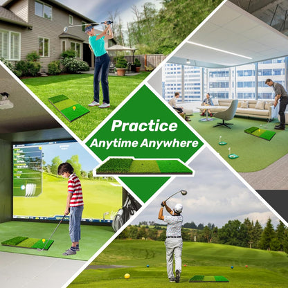 Portable & Foldable Golf Practice Mat – Dual-Turf Golf Hitting Mat for Indoor & Outdoor Swing and Chipping – Fairway & Rough Turf Golf Training Mat for Backyard and Home