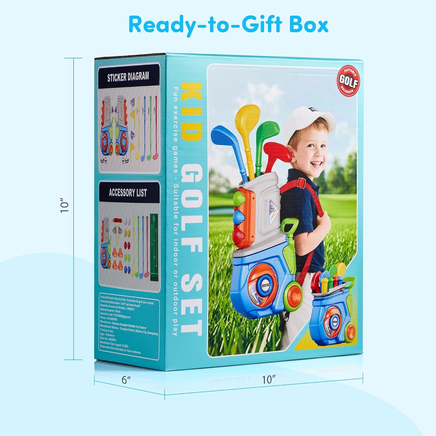 24 Pcs Golf Clubs Set, Golf Toys, Birthday Gift for Boys and Girls | 4 Plastic Golf Clubs and 10 Golf Balls with Cart, Indoor & Outdoor Golf Toy Set, Sports Toys for Boys and Girls, Blue