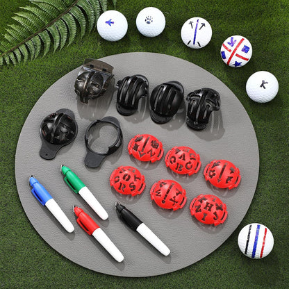 16 Packs Golf Ball Marker Golf Accessories 12 Golf Ball Marking Stencils Letter Stencils Kit Golf Ball Liner Line Marker Template 4 Color Line Markers Pens Golf Ball Alignment and Identification Tool
