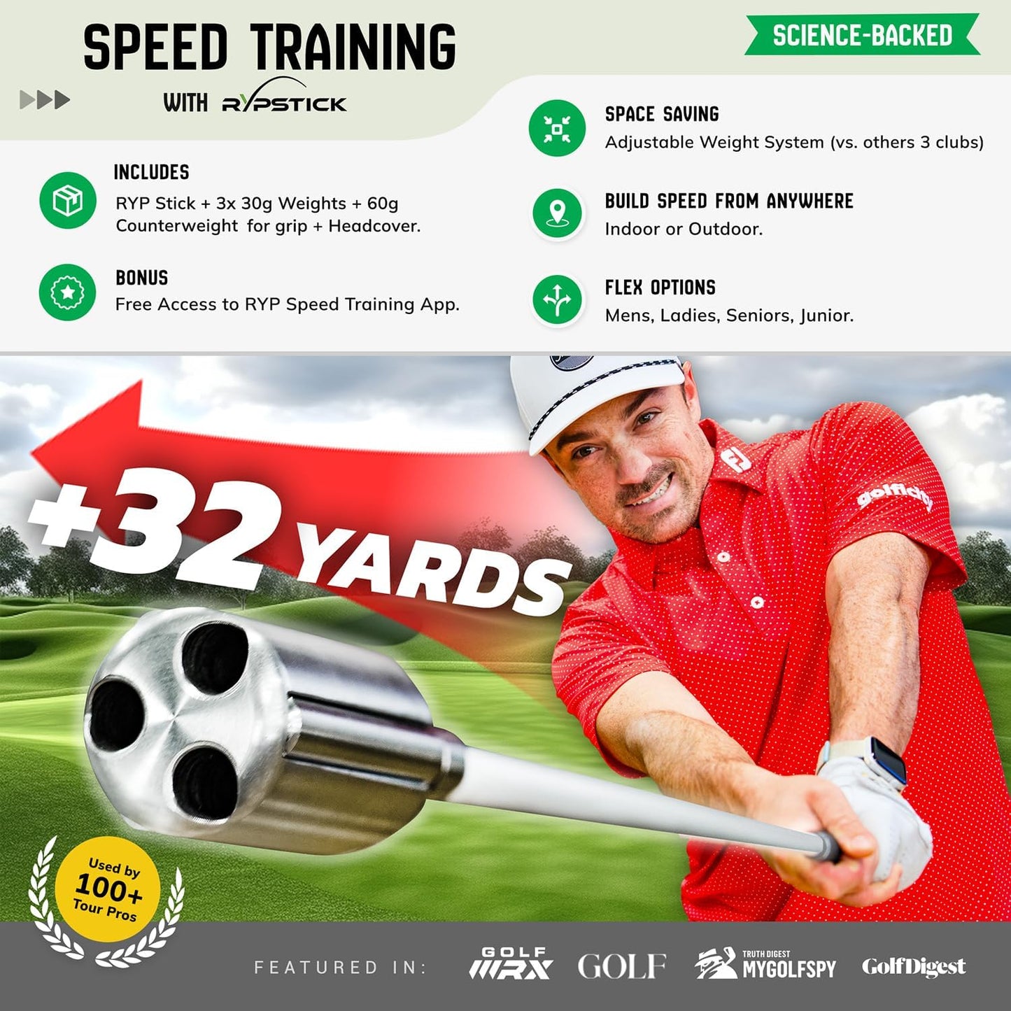 Golf Swing Trainer Device for Increased Distance - Golf Speed Trainer and Warmup Aid
