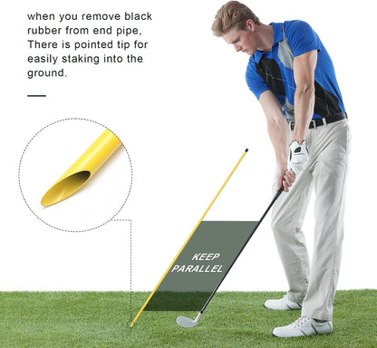 Golf Alignment Sticks 3 Pack, 58 Inch Golf Swing Practice Stick, Adjustable Length Golf Practice Rods Alignment Training Sticks for Aiming, Putting, Full Swing Trainer, Yellow