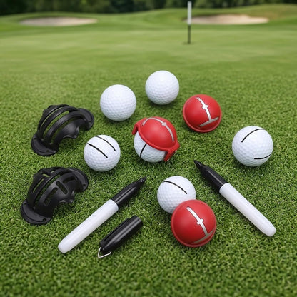 7Pcs Impact Ball Liner Set, Golf Ball Line Marker Tool, Golf Alignment Line Drawing Kit for Putting, Swing Practice & Training