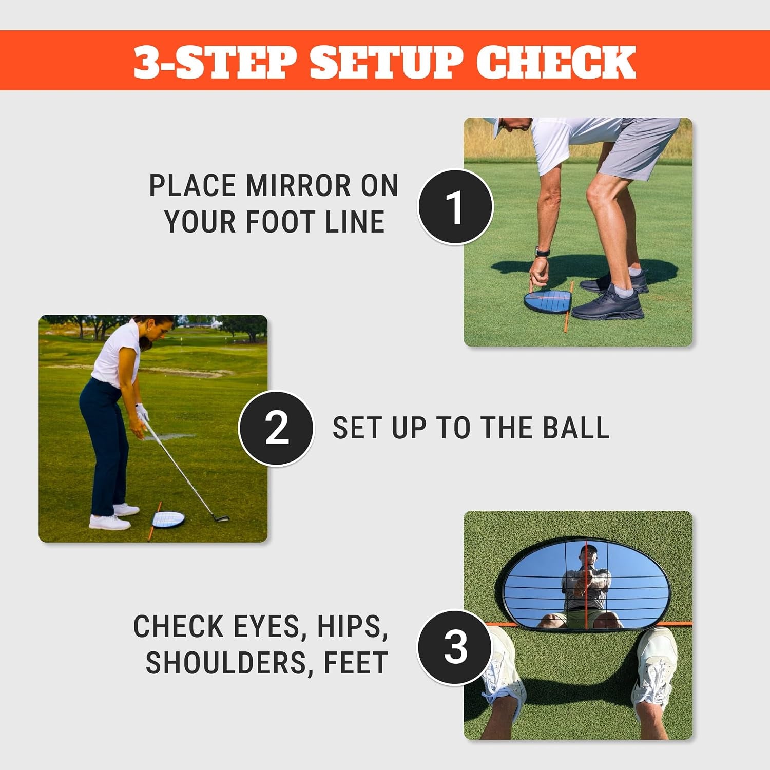 Golf Training Aid Bundle – Includes the Putting Thing for Stroke Accuracy & Alignment Mirror with 2 Rods for Improved Swing Setup, Posture, and Consistent Alignment for Better Golf Performance