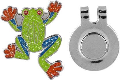 Golf Ball Marker Hat Clip, Metal Mini Magnetic Hat Clip, Tree Frog Shape Funny Ball Markers for Golf Training