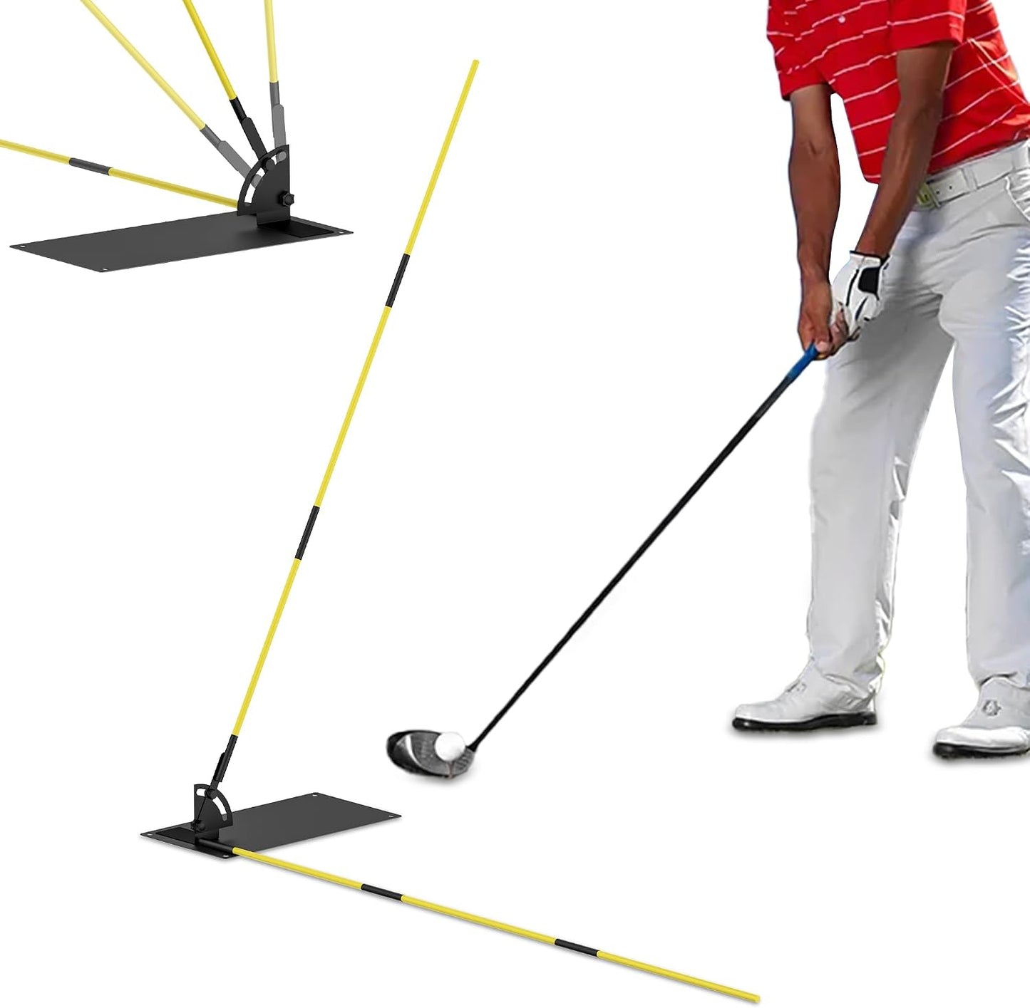 Golf Alignment Sticks - Golf Sticks Alignment Aid Golf Alignment Rods for Aiming, Putting, Full Swing Trainer, Posture Corrector Golf Training Aid with Clear Tube Case