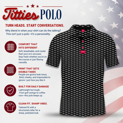 Black Titties Golf Polo for Men - Funny Golf Shirt - Novelty Golf Polo - Mens Golf Gift