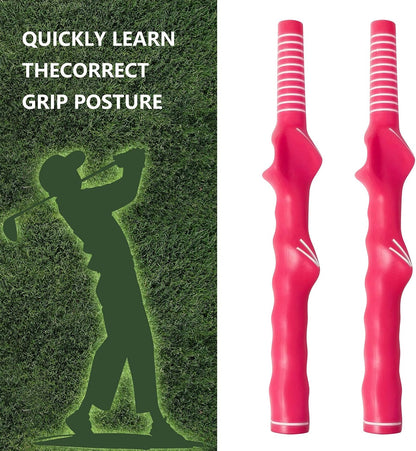 Right Hand Golf Grip Trainer Golf Practice Tool 2Pcs for Child.Golf Training Aid Golf Grip Kit Golf Club Grips,Grip Trainer Golf Club for Improving Correct Hand Position.(Pink)