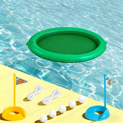 Inflatable Golf Pool Toys, Swimming Pool Game Floating Water Chipping Green | Summer Outdoor Golf Toy Gifts with 5 Golf Balls and 2 Bases for Family Yard Swimming Party