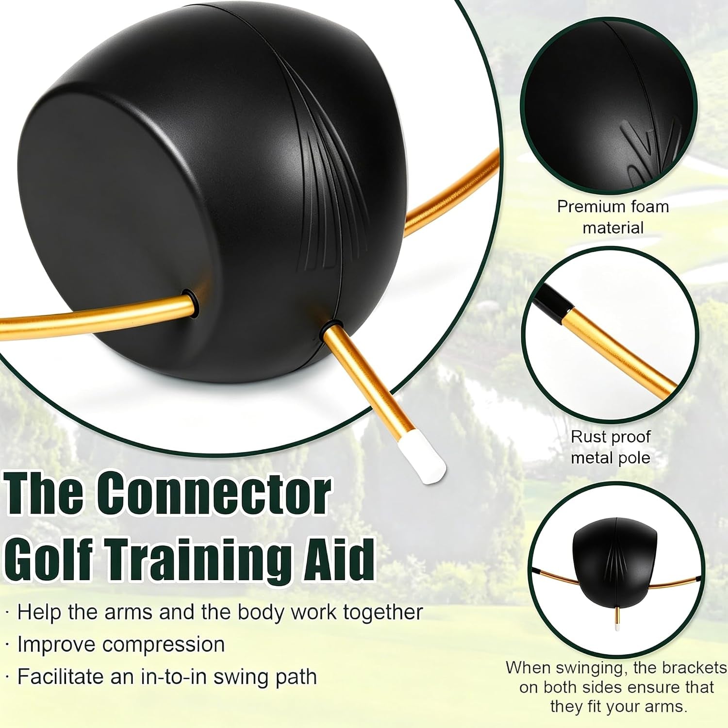 The Connector Golf Training Aid - 2 Pcs Golf Swing Trainer Aid for Posture Correction Practice, Suitable for Golfers of All Levels Looking (The Connector Golf Training Aid) (2)