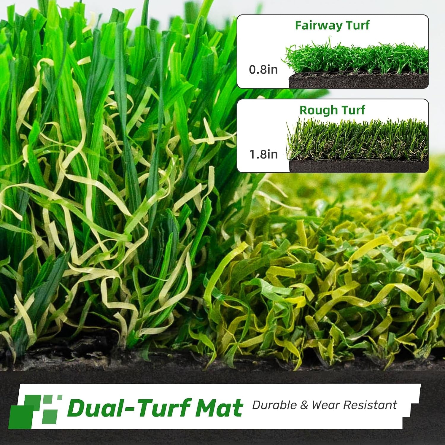 Portable & Foldable Golf Practice Mat – Dual-Turf Golf Hitting Mat for Indoor & Outdoor Swing and Chipping – Fairway & Rough Turf Golf Training Mat for Backyard and Home